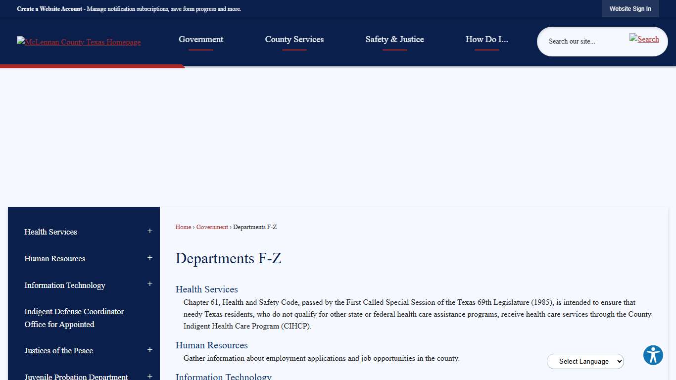 Departments F-Z | McLennan County, TX